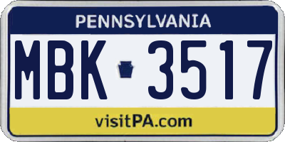 PA license plate MBK3517