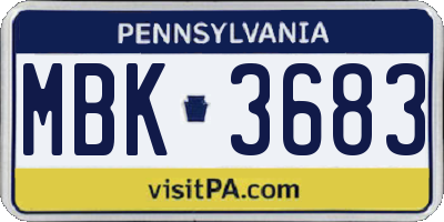 PA license plate MBK3683