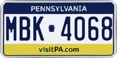 PA license plate MBK4068