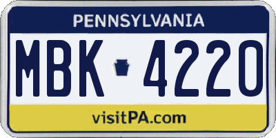 PA license plate MBK4220