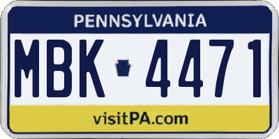 PA license plate MBK4471