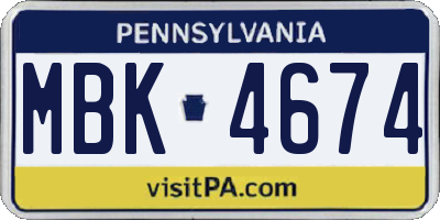 PA license plate MBK4674