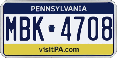 PA license plate MBK4708