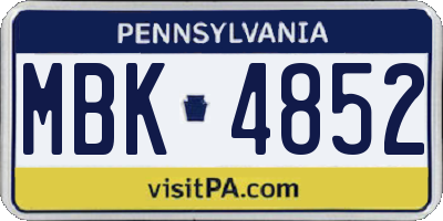 PA license plate MBK4852