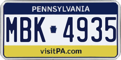 PA license plate MBK4935