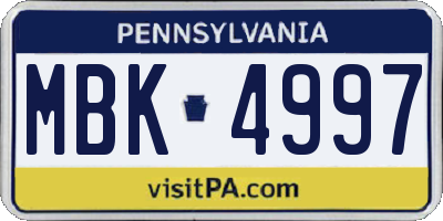 PA license plate MBK4997