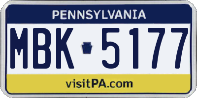 PA license plate MBK5177