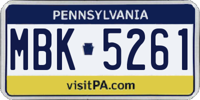 PA license plate MBK5261