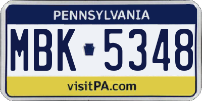 PA license plate MBK5348