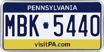 PA license plate MBK5440