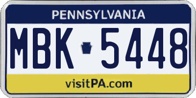 PA license plate MBK5448