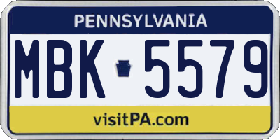 PA license plate MBK5579