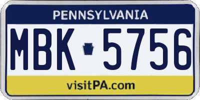 PA license plate MBK5756