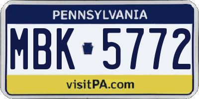 PA license plate MBK5772