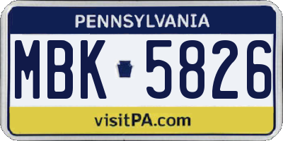 PA license plate MBK5826