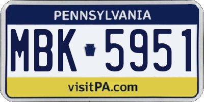 PA license plate MBK5951