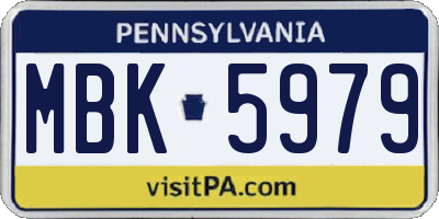 PA license plate MBK5979