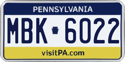 PA license plate MBK6022