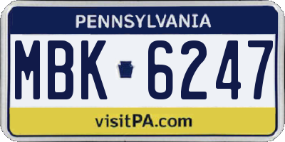 PA license plate MBK6247
