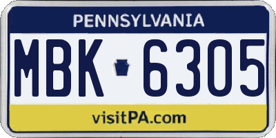 PA license plate MBK6305