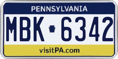 PA license plate MBK6342