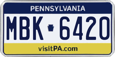 PA license plate MBK6420