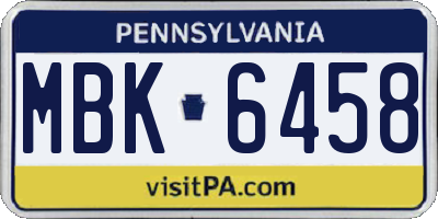 PA license plate MBK6458