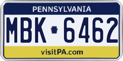 PA license plate MBK6462