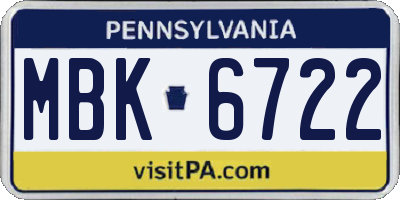 PA license plate MBK6722