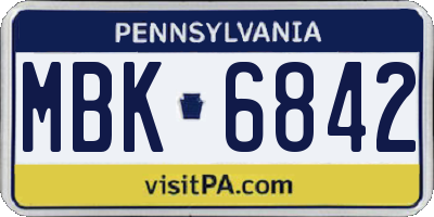 PA license plate MBK6842