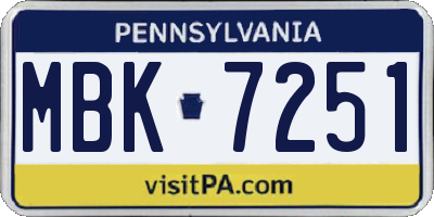 PA license plate MBK7251