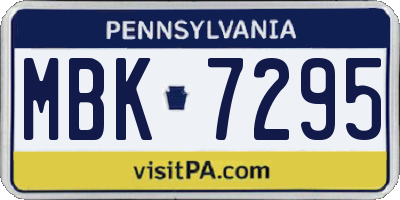 PA license plate MBK7295