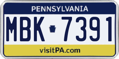 PA license plate MBK7391