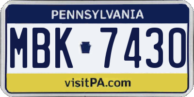 PA license plate MBK7430