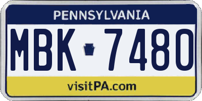 PA license plate MBK7480