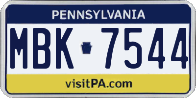 PA license plate MBK7544