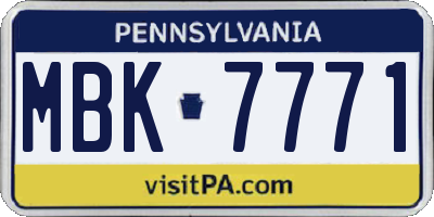 PA license plate MBK7771