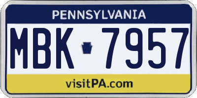 PA license plate MBK7957