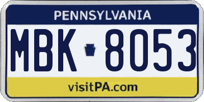 PA license plate MBK8053