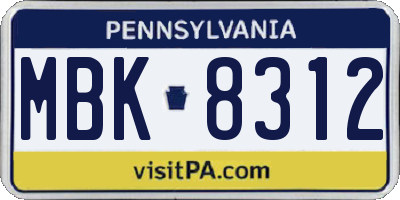 PA license plate MBK8312