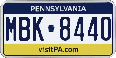 PA license plate MBK8440