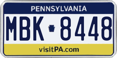 PA license plate MBK8448
