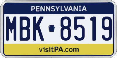 PA license plate MBK8519