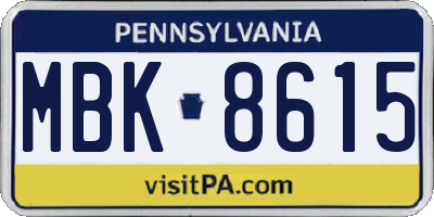 PA license plate MBK8615