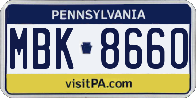 PA license plate MBK8660