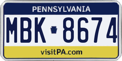 PA license plate MBK8674