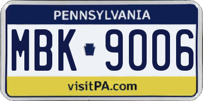 PA license plate MBK9006