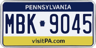 PA license plate MBK9045