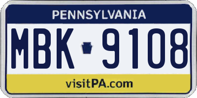 PA license plate MBK9108