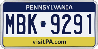 PA license plate MBK9291